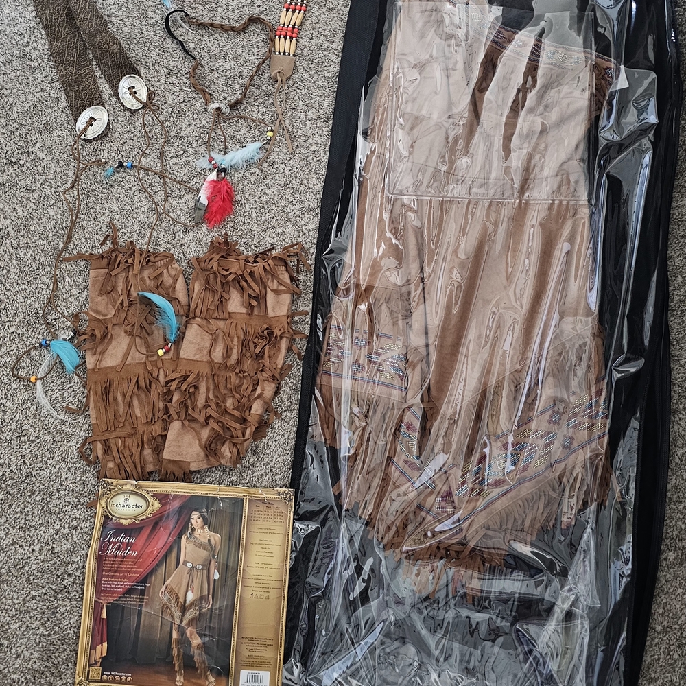 POCAHONTAS Fringe Brown Costume Set Size SMALL